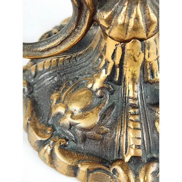 Johnson Bronze Co Ornate Candle Holder Candelabra 50s Newcastle PA Bronze 7 1/2" - Picture 8 of 16